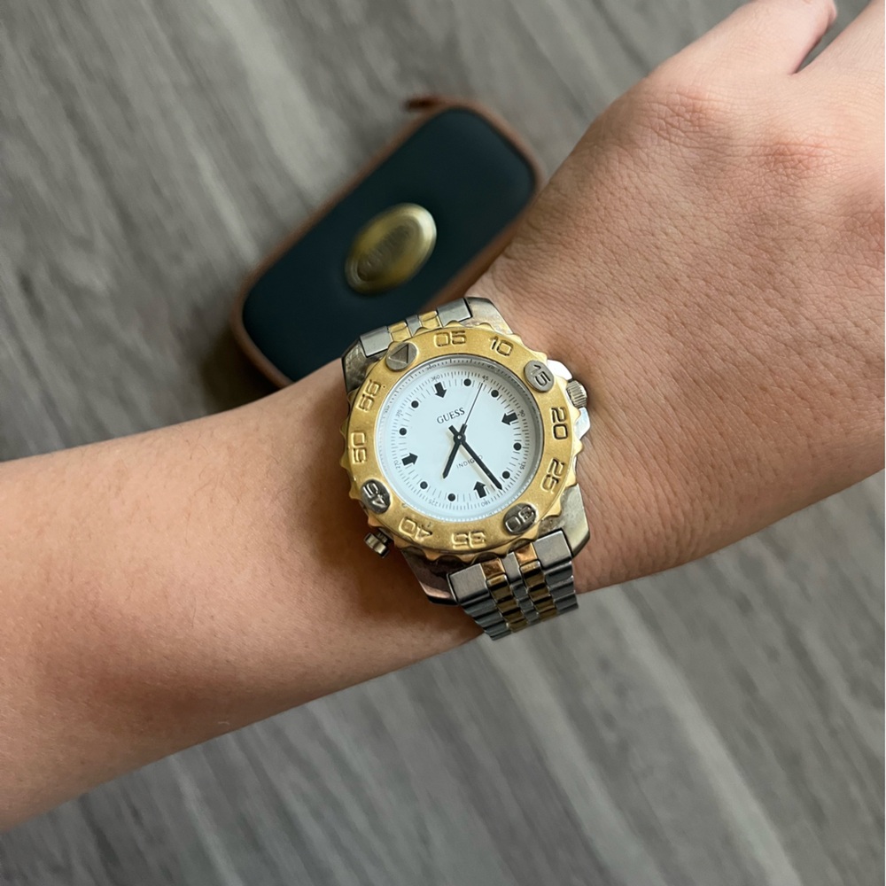 Vintage guess water resistant indiglo gold and silver tone watch